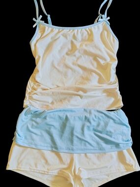 SHEIN Cream & Light Blue Two-Piece Cami Sleep Set